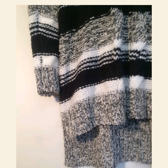 KENSIE Stripe Cowl Neck Sweater, Black/White, XL - Picture 3 of 6